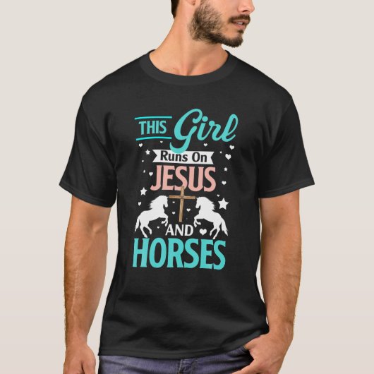 この女の走子はイエスと馬の馬好きJes Tシャツ (正面)