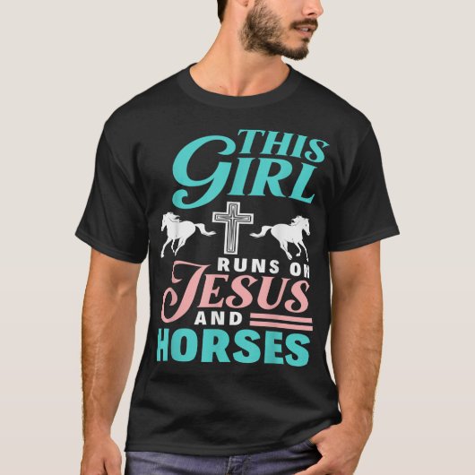 この女の走子はイエスと馬の馬好きJes Tシャツ (正面)