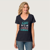 この女の走子はイエスと馬の馬好きJes Tシャツ (正面フル)