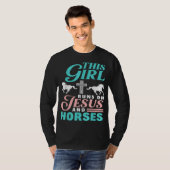 この女の走子はイエスと馬の馬好きJes Tシャツ (正面フル)