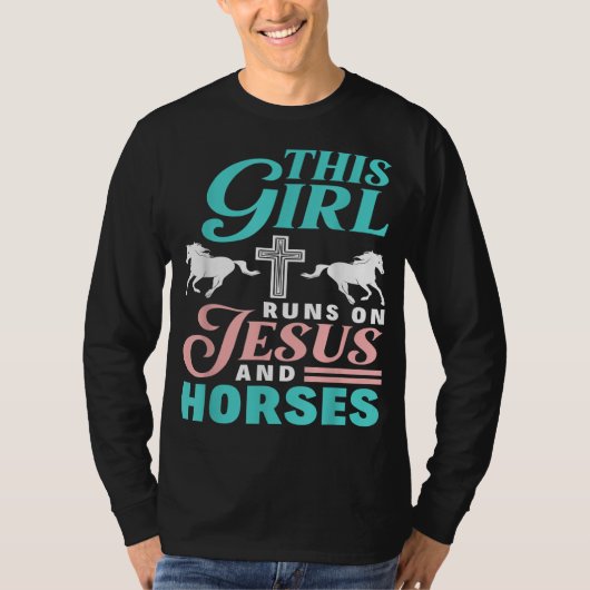 この女の走子はイエスと馬の馬好きJes Tシャツ (正面)