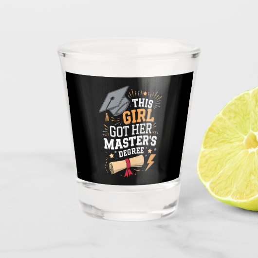 この女得の子は修士号を取得 ショットグラス (正面)