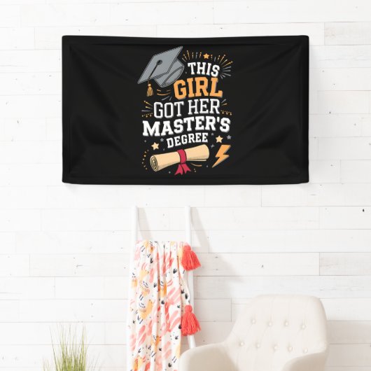 この女得の子は修士号を取得 横断幕 (インサイチュ)