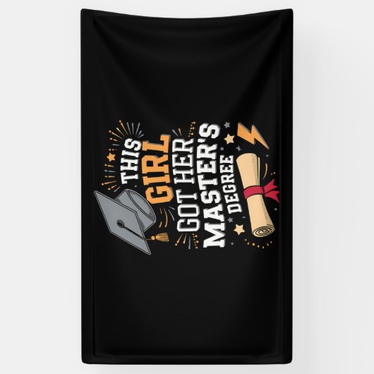 この女得の子は修士号を取得 横断幕 (縦)