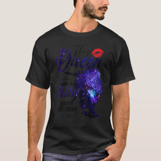 この女王の女性生まれは7月の誕生日ブラック Tシャツ