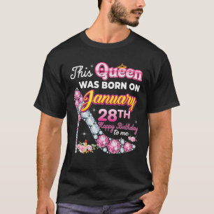 この女王生まれは1月28日28日ハッピー誕生 Tシャツ