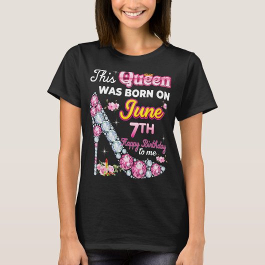 この女王生まれは6月7日ハッピーバースデーT Tシャツ (正面)