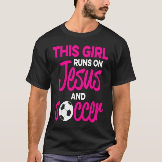 この女走の子はイエスとサッカー Tシャツ (正面)