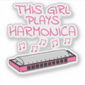 この女遊子ハーモニカ女子ミュージシャン シール (正面)
