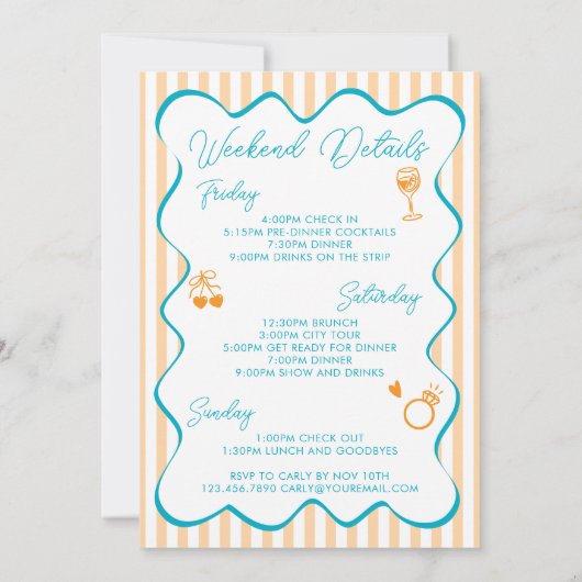 この妻はショーガールバチェロレッテの旅程 招待状 (裏面)