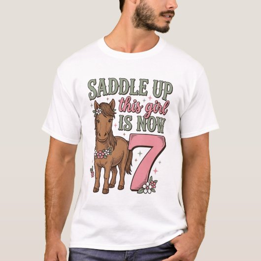 この娘はもう7歳 馬 誕生日Tシャツ Tシャツ (正面)