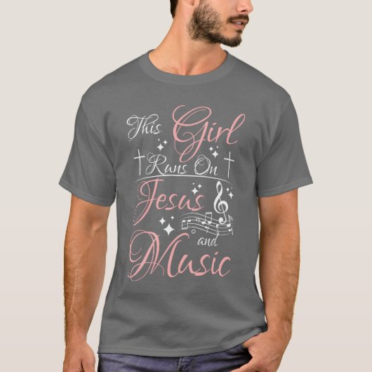 この娘はイエスと音楽友達で動いてる Tシャツ (正面)