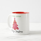 この娘はクリスマスレッドツリーが大好き ツートーンマグカップ (正面左)