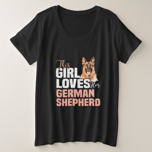 この娘はドイツの羊飼いを愛している プラスサイズTシャツ (デザイン正面)
