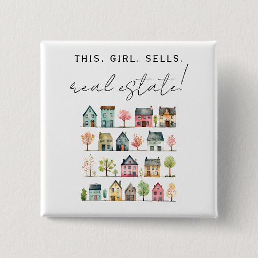 この娘は不動産を売実在る 缶バッジ (正面)