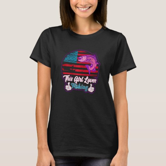 この娘は釣りが好き 女の子 釣りガール フィッシング Tシャツ (正面)