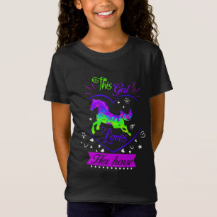この娘は馬の紫のTシャツが好きだ Tシャツ
