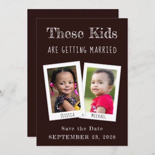 この子たちは結婚した写真を黒おもしろいく セーブザデート (正面/裏面)