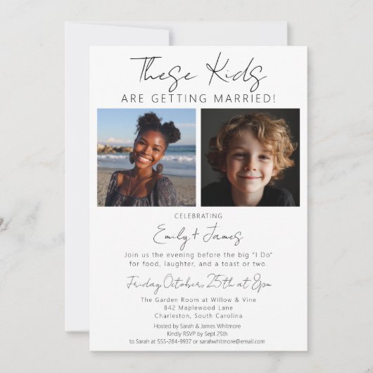 この子たちは結婚のリハーサルのディナーを食べようとしている 招待状 (正面)