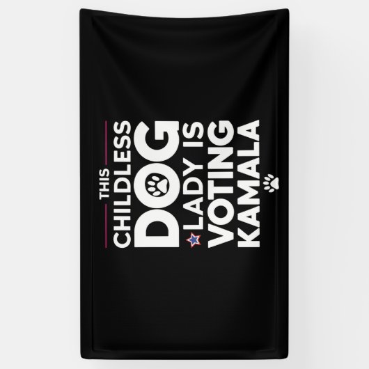 この子どものいない犬の女性がカマラ選挙に投票している 横断幕 (縦)