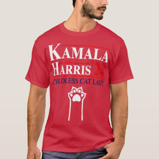 この子どものいない猫の女性が投票しているKamalaElection 2 Tシャツ