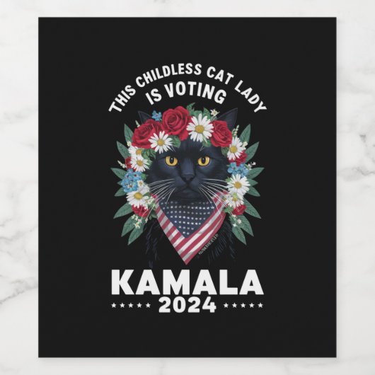 この子どものいない猫レディーズレディはカマラに投票している ワインラベル (シングルラベル)