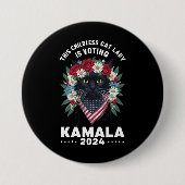 この子どものいない猫レディーズレディはカマラに投票している 缶バッジ (正面)