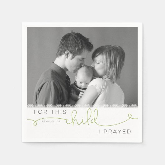この子のために祈I - 1サミュエル1:27 スタンダードカクテルナプキン (正面)