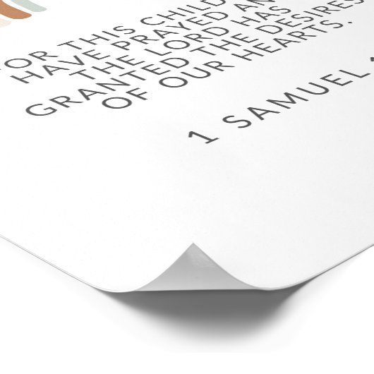 この子のために私たちは祈、1サミュエル1 27のサインを持っている ポスター (角)