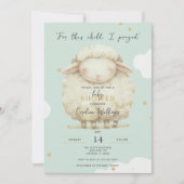 この子のために私の祈聖なる書物、 経典ベビーラムグリーン 招待状 (正面)