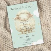 この子のために私の祈聖なる書物、 経典ベビーラムグリーン 招待状