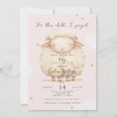 この子のために私は宗教的なピ祈ンクのラムの女の子 招待状 (正面)