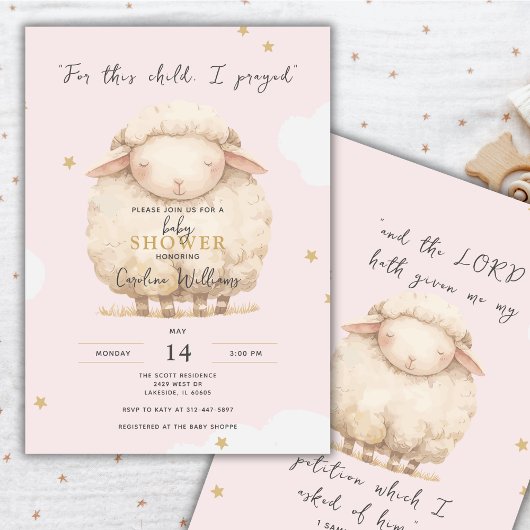 この子のために私は宗教的なピ祈ンクのラムの女の子 招待状