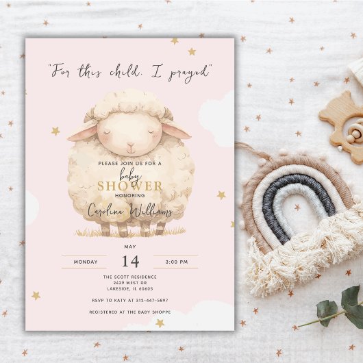 この子のために私は宗教的なピ祈ンクのラムの女の子 招待状
