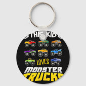 この子はモンスター・トラックの男の子と女の子が大好き キーホルダー (正面)