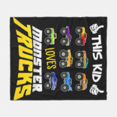 この子はモンスター・トラックの男の子と女の子が大好き フリースブランケット (正面(横))