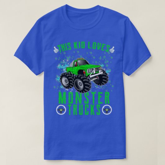 この子は怪物トラックの男の子と女の子の贈り物が大好き Tシャツ (デザイン正面)