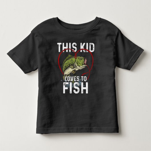 この子は魚が大好き魚釣り漁師 トドラーTシャツ (正面)