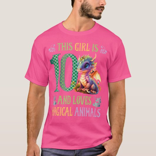 この子は10歳+マジカルアニマルズ大好き 10歳の誕生日 Tシャツ (正面)