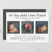 この子供のために私は誕生の発表を祈りました 案内状 (正面/裏面)