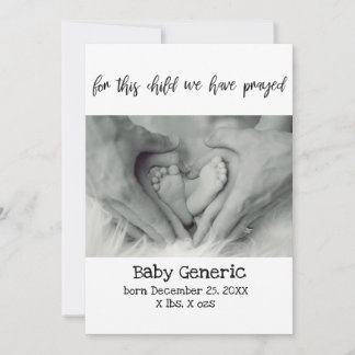 この子供のために私達は誕生の発表を祈りました 案内状