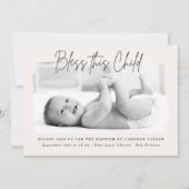 この子供を祝福する ダスティー・クリーム 誕生洗礼 祝福 招待状 (正面)