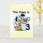 この子犬の誕生日Tシャツとギフト カード (黄色い花)