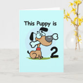 この子犬の誕生日Tシャツとギフト カード (黄色い花)