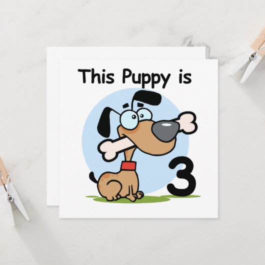 この子犬の誕生日Tシャツとギフト カード (正面/裏面インサイチュ)