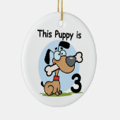 この子犬の誕生日Tシャツとギフト セラミックオーナメント (右)