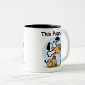 この子犬の誕生日Tシャツとギフト ツートーンマグカップ (正面右)