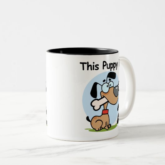 この子犬の誕生日Tシャツとギフト ツートーンマグカップ (正面右)