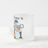 この子犬の誕生日Tシャツとギフト フロストグラスマグカップ (正面左)