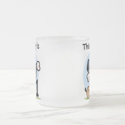 この子犬の誕生日Tシャツとギフト フロストグラスマグカップ (中央)